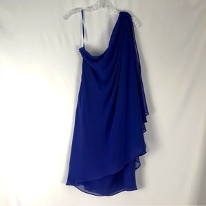 Ralph Lauren Royal Blue Drape One Shoulder Dress.  Chiffon Size 10